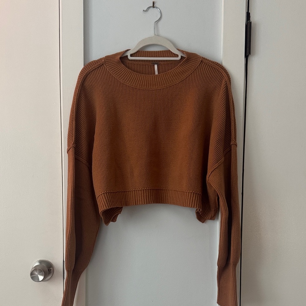 Free people Brown Cropped Sweater